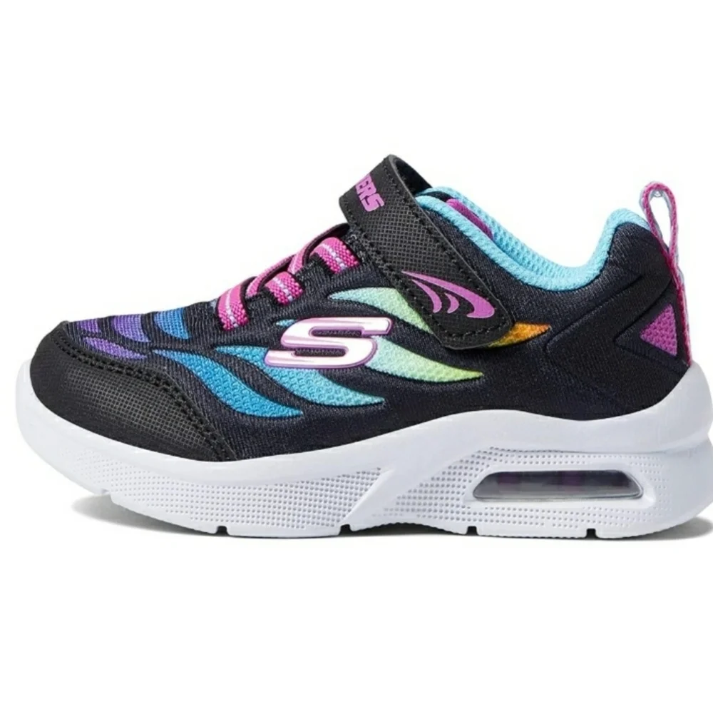 Skechers Kids Sneakers - Black with Pink and Blue Accents Toddler Girl Sz 8